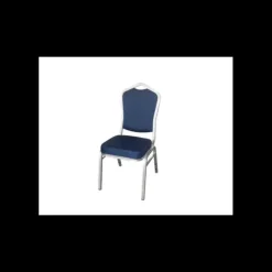 Hot LYROSE Chaise Empilable Argentée avec Assise Bleue Elysée