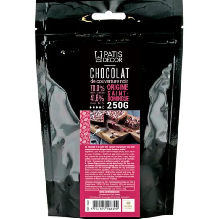 Clearance PATISDECOR Chocolat Noir Origine St Domingue 250 g Patisdécor
