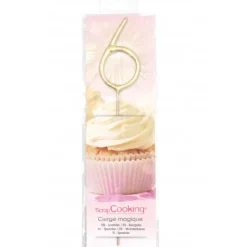 SCRAPCOOKING Cierge Magique Or 17,5 cm Chiffre 6