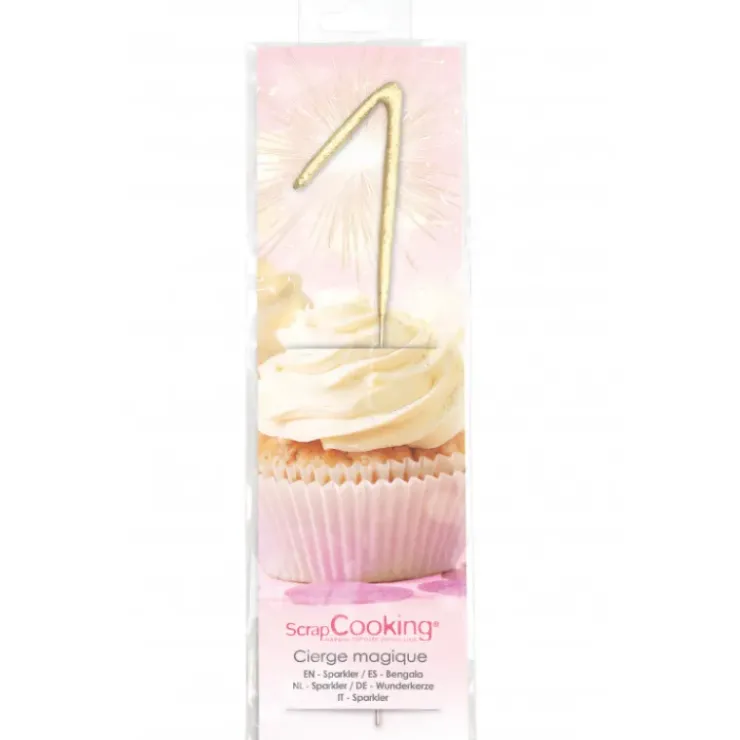 Outlet SCRAPCOOKING Cierge Magique Or 17,5 cm Chiffre 1