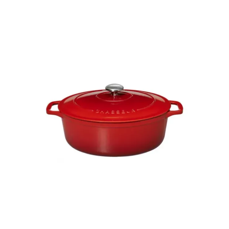 New CHASSEUR Cocotte en Fonte Ovale 27 cm Rubis