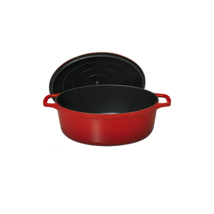 New CHASSEUR Cocotte en Fonte Ovale 27 cm Rubis