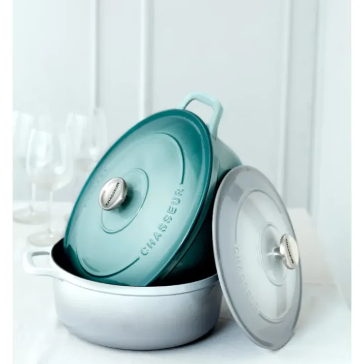 Outlet CHASSEUR Cocotte en Fonte Ovale 33 cm Quartz