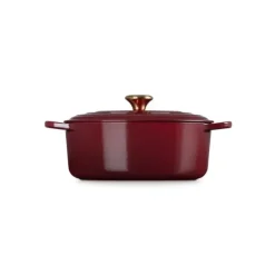 Best LE CREUSET Cocotte en Fonte Ovale 29 cm Garnet Bouton Doré Signature