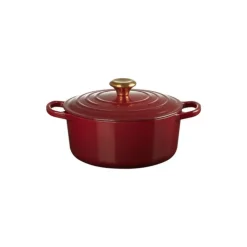 Sale LE CREUSET Cocotte en Fonte Ronde 24 cm Garnet Bouton Doré Signature