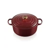 Sale LE CREUSET Cocotte en Fonte Ronde 28 cm Garnet Bouton Doré Signature