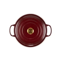 Sale LE CREUSET Cocotte en Fonte Ronde 28 cm Garnet Bouton Doré Signature