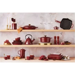 Sale LE CREUSET Cocotte en Fonte Ronde 28 cm Garnet Bouton Doré Signature