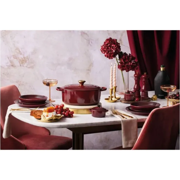 New LE CREUSET Cocotte en Fonte Ronde 20 cm Garnet Bouton Doré Signature