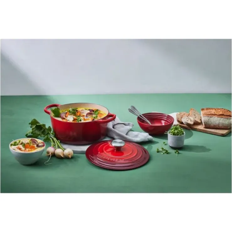 Discount LE CREUSET Cocotte en Fonte Ronde 24 cm Cerise Signature