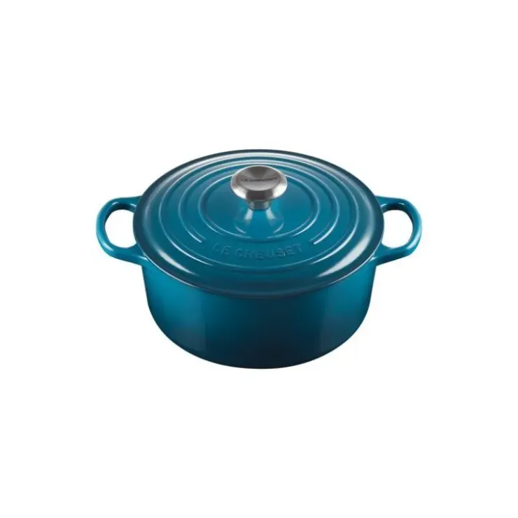 Hot LE CREUSET Cocotte en fonte Ronde 24 cm Deep Teal Signature