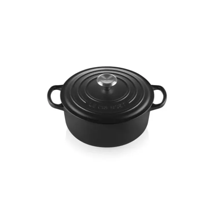 Clearance LE CREUSET Cocotte en Fonte Ronde 22 cm Noir mat Signature
