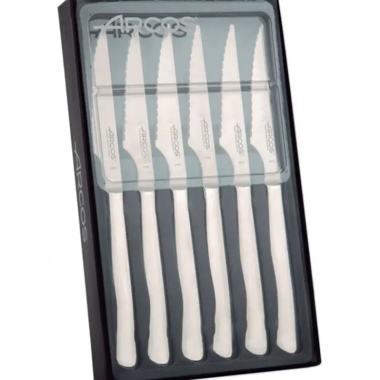 Outlet ARCOS Coffret 6 Couteaux à Steak 11 cm Lame Crantée Acier Inoxydable