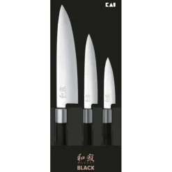 Hot KAI Coffret 3 Couteaux Japonais Universel 10 cm Universel 15 cm et Chef 20 cm Wasabi Black