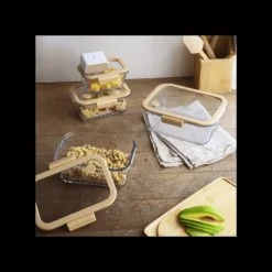 PEBBLY Coffret de 4 Boîtes de Conservation en Verre et Pompe de Mise Sous-Vide