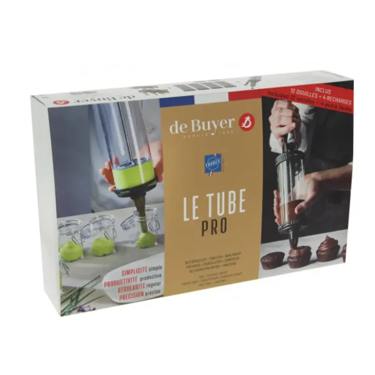 Hot DE BUYER Coffret Le Tube Pro Piston à Pâtisserie + Recharges et Douilles
