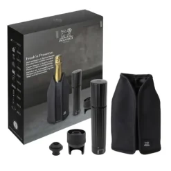 Outlet PEUGEOT Coffret Pompe à Vin et Champagne Double Manuelle ABS + Rafraichisseur Frizz Noir