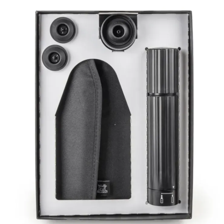 Outlet PEUGEOT Coffret Pompe à Vin et Champagne Double Manuelle ABS + Rafraichisseur Frizz Noir