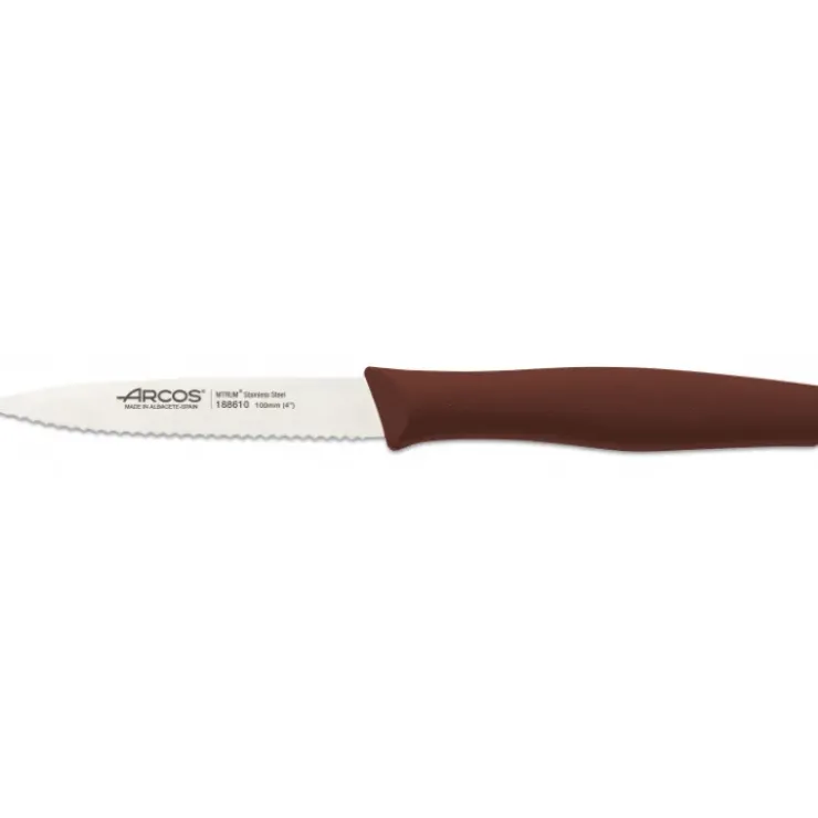 New ARCOS Couteau d'Office Cranté Inox 10 cm Marron NOVA