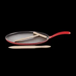 Online LE CREUSET Crêpière Fonte Émaillée 27 cm Cerise avec Accessoires