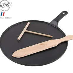 Best CHASSEUR Crêpière Fonte Émaillée 30 cm Noir avec Accessoires