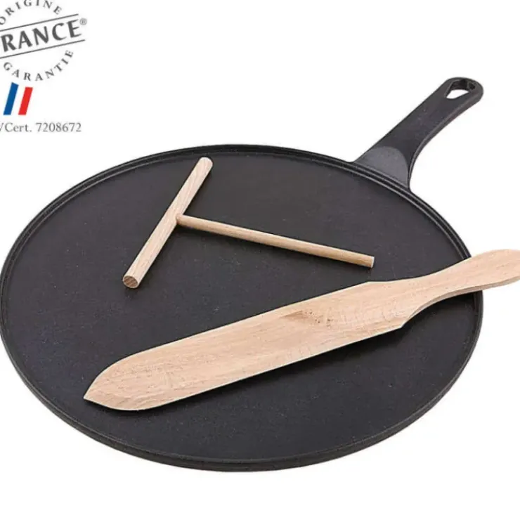 Best CHASSEUR Crêpière Fonte Émaillée 30 cm Noir avec Accessoires