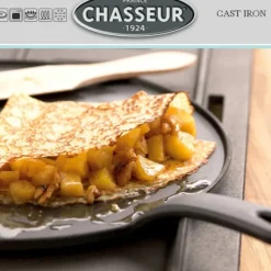 Best CHASSEUR Crêpière Fonte Émaillée 30 cm Noir avec Accessoires