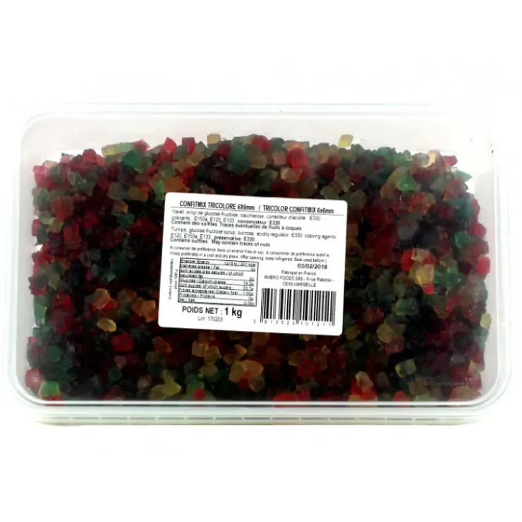 Hot CUISINEADDICT Cubes de Fruits Confits tricolores 1kg
