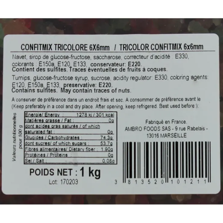 Hot CUISINEADDICT Cubes de Fruits Confits tricolores 1kg