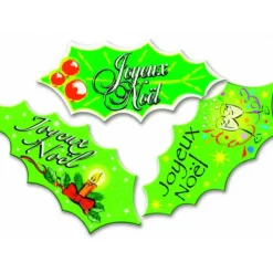 Discount MALLARD FERRIERE Décor Azyme feuilles de houx Joyeux Noël (x24) Mallard Ferrière