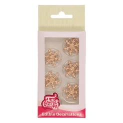 Best FUNCAKES Décoration Gâteau Flocon de Neige Doré en Pâte à Sucre (x12)
