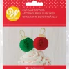 Clearance WILTON Décorations Boules de Noël Rouges et Vertes sur Piques (x12)