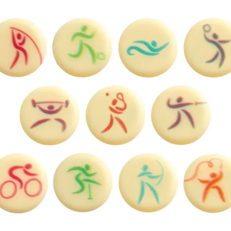 Hot FLORENSUC Décors en Chocolat Blanc Disques Sportifs Ø20 mm (x132)