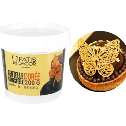 Sale PATISDECOR Dentelle comestible dorée 200 g Patisdécor