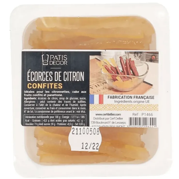 New PATISDECOR Ecorces Citron Confites en Lamelles 145 g Patisdécor