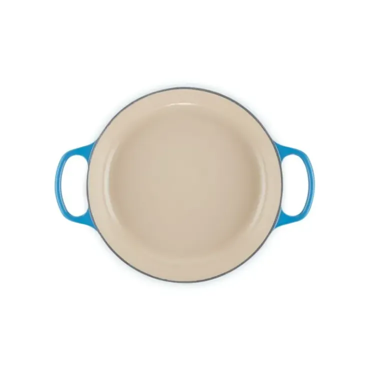 New LE CREUSET Faitout Azur en Fonte avec Intérieur Sable 30 cm Signature