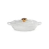 Clearance LE CREUSET Faitout Fonte Émaillée Pétales Blanc avec Bouton Doré 26 cm