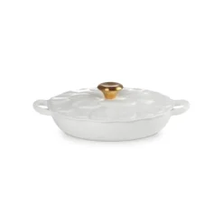 Clearance LE CREUSET Faitout Fonte Émaillée Pétales Blanc avec Bouton Doré 26 cm
