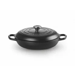 LE CREUSET Faitout Noir Mat en Fonte avec Intérieur Noir 30 cm Signature