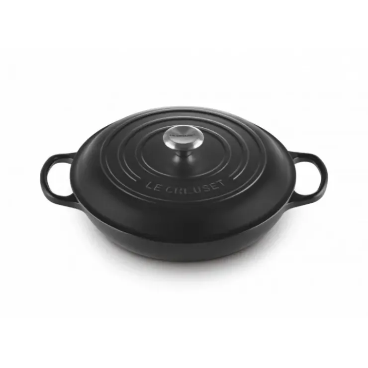 LE CREUSET Faitout Noir Mat en Fonte avec Intérieur Noir 30 cm Signature