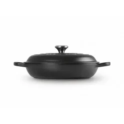 LE CREUSET Faitout Noir Mat en Fonte avec Intérieur Noir 30 cm Signature
