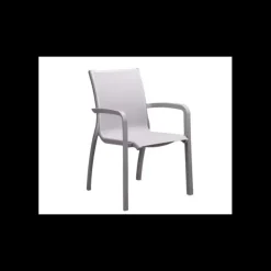 Best GROSFILLEX Fauteuil d'extérieur Noir Volcanique et Toile Gris Chinée Sunset