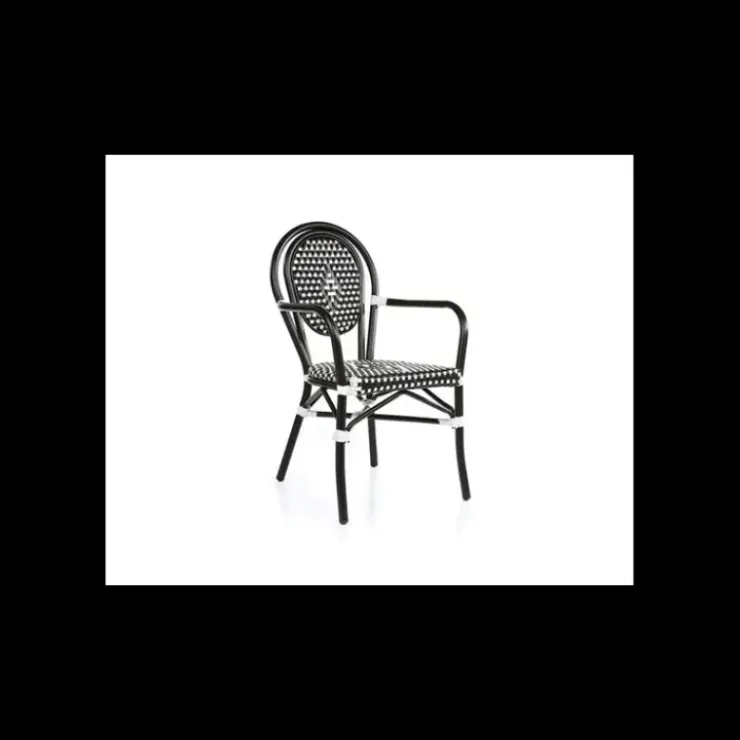 New LYROSE Fauteuil Tressé Bamboo Noir et Blanc