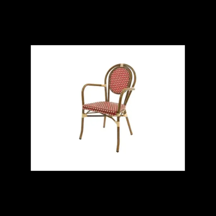 Clearance LYROSE Fauteuil Tressé Bamboo Rouge et Crème