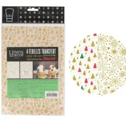 Discount PATISDECOR Feuille Transfert Chocolat Noël 17,5 x 27,5 cm (x4) Patisdécor