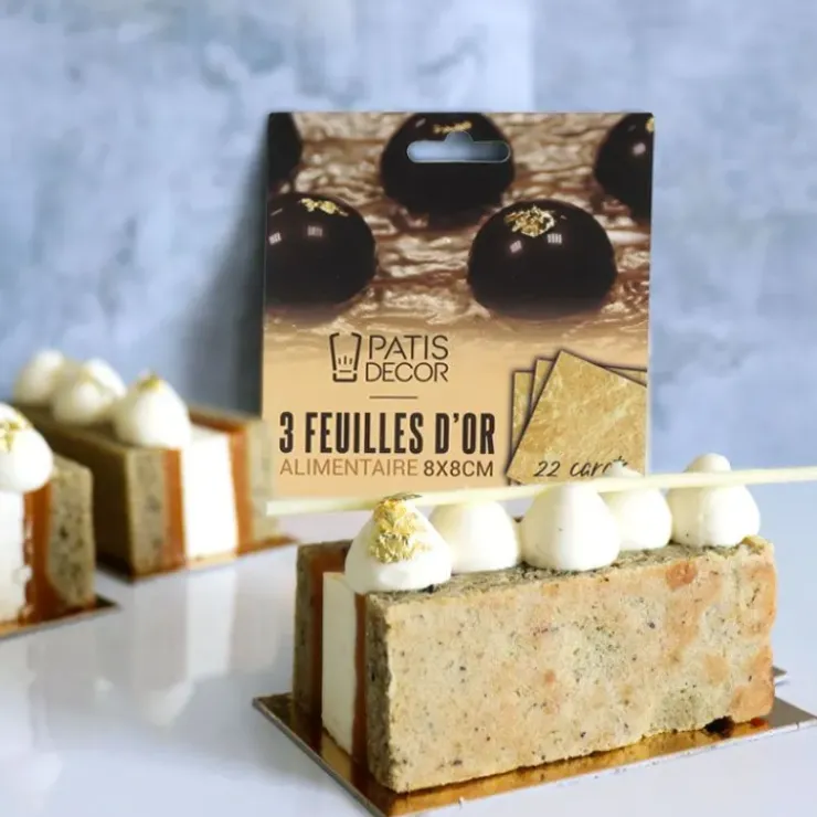 Sale PATISDECOR Feuilles d'Or Alimentaire 22 carats 3 feuilles Patisdécor