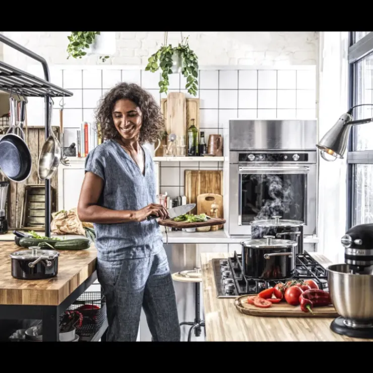 Discount KITCHENAID FIN DE SERIE Faitout Émaillé 20cm Noir Onyx