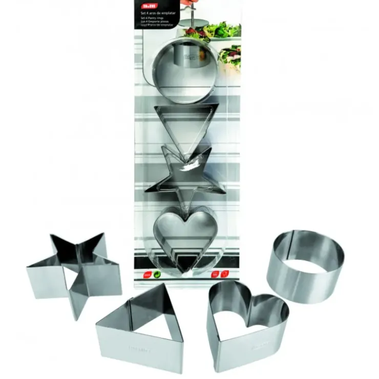 Best IBILI FIN DE SERIE Lot 4 Emporte-Pièces Inox Coeur, Triangle, Étoile et Cercle 8 cm