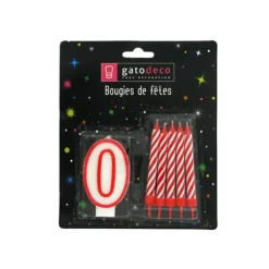 Online GATODECO FIN DE SERIE Lot de 10 Bougies et 1 Bougie Chiffre 0 Gatodéco