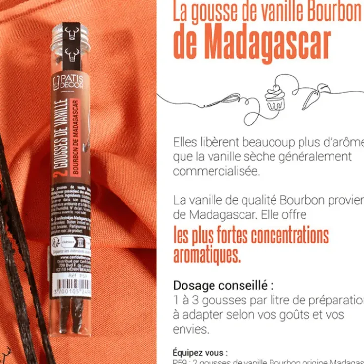 PATISDECOR Gousse de Vanille Bourbon Madagascar (x2) Patisdécor